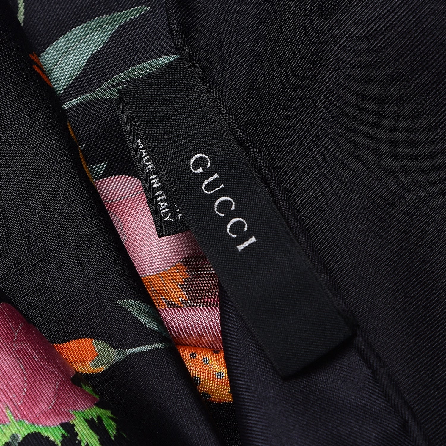 Gucci Silk Twill Flora Beauty Square Scarf Black 3 of 4