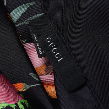Gucci Silk Twill Flora Beauty Square Scarf Black 3 of 4