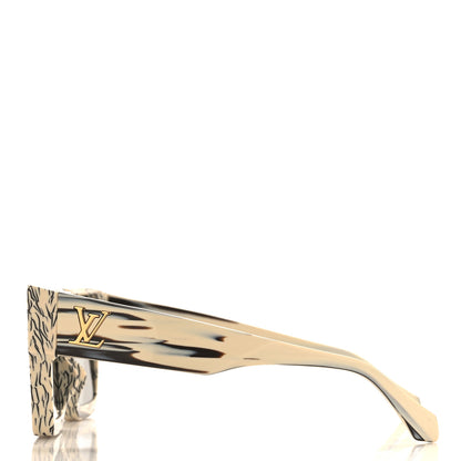 Louis Vuitton Acetate Swarovski Crystal Zebra Cyclone Sunglasses Z1643E Ivory 3 of 8