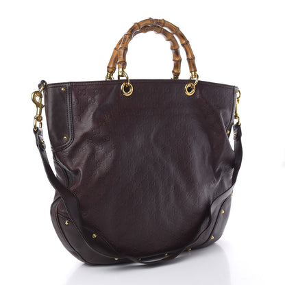 Gucci Guccissima Large Bamboo Messenger Tote Bag Purple 3 of 13
