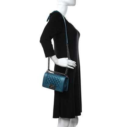 Chanel Metallic Caviar Quilted Small Boy Flap Turquoise 2 of 11