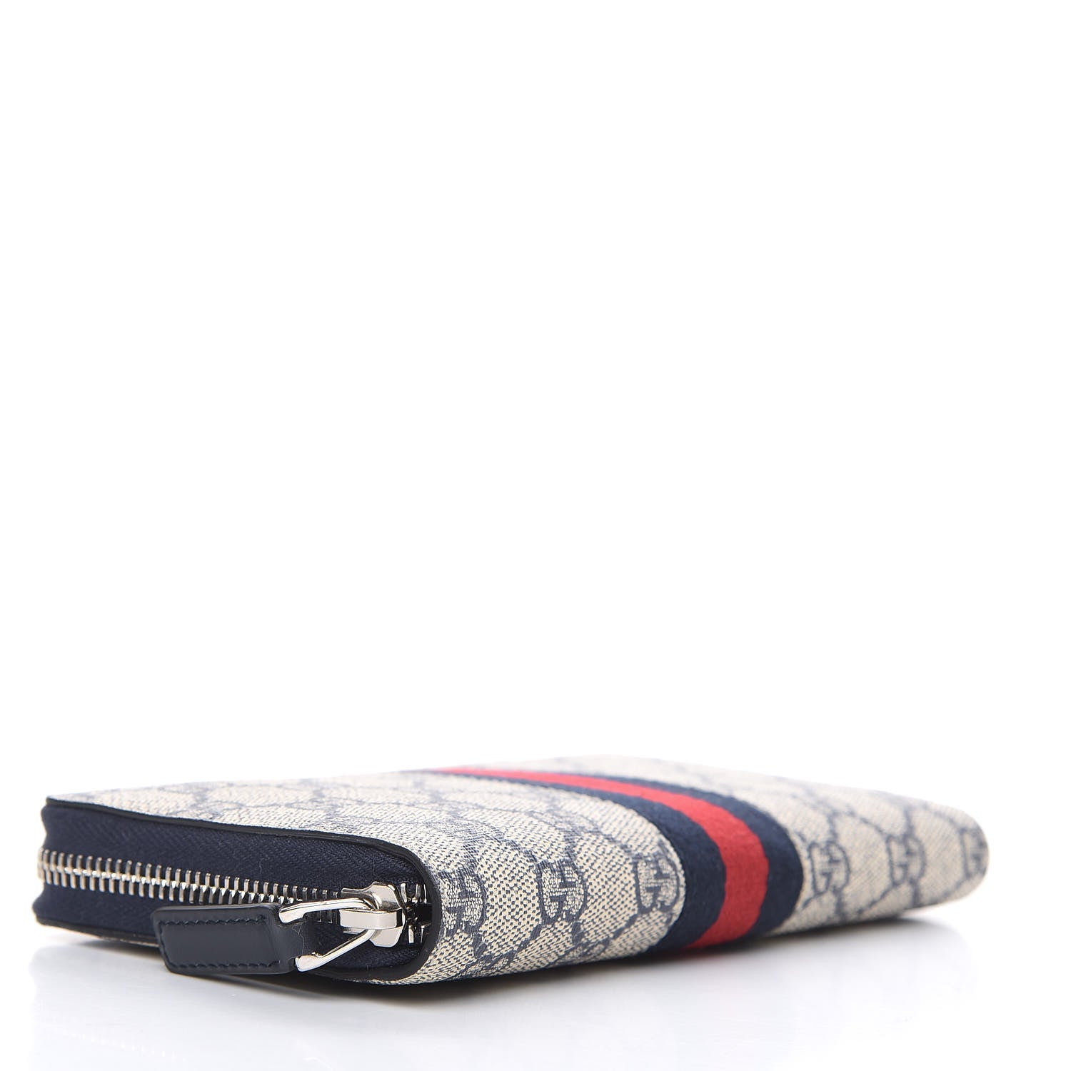 Gucci GG Supreme Monogram Web Zip Around Wallet Beige Blue 4 of 8