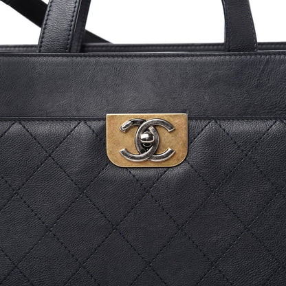 Chanel Calfskin Stitched Large Straight Lines Shopping Tote Navy 10 of 10
