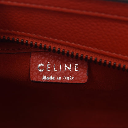 Celine Drummed Calfskin Nano Luggage Vermillion 7 of 14