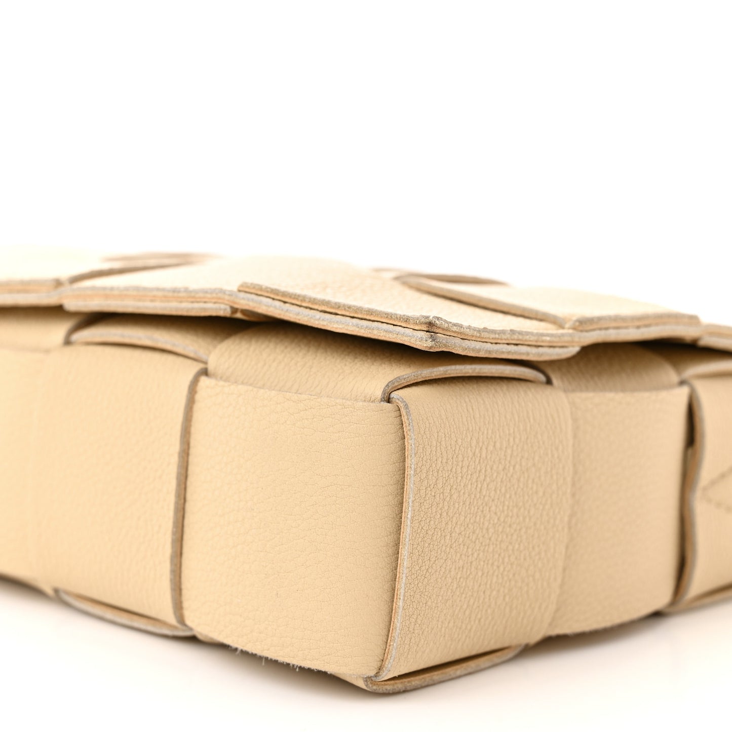 Grained Calfskin Maxi Intrecciato Cassette Crossbody Bag Porridge