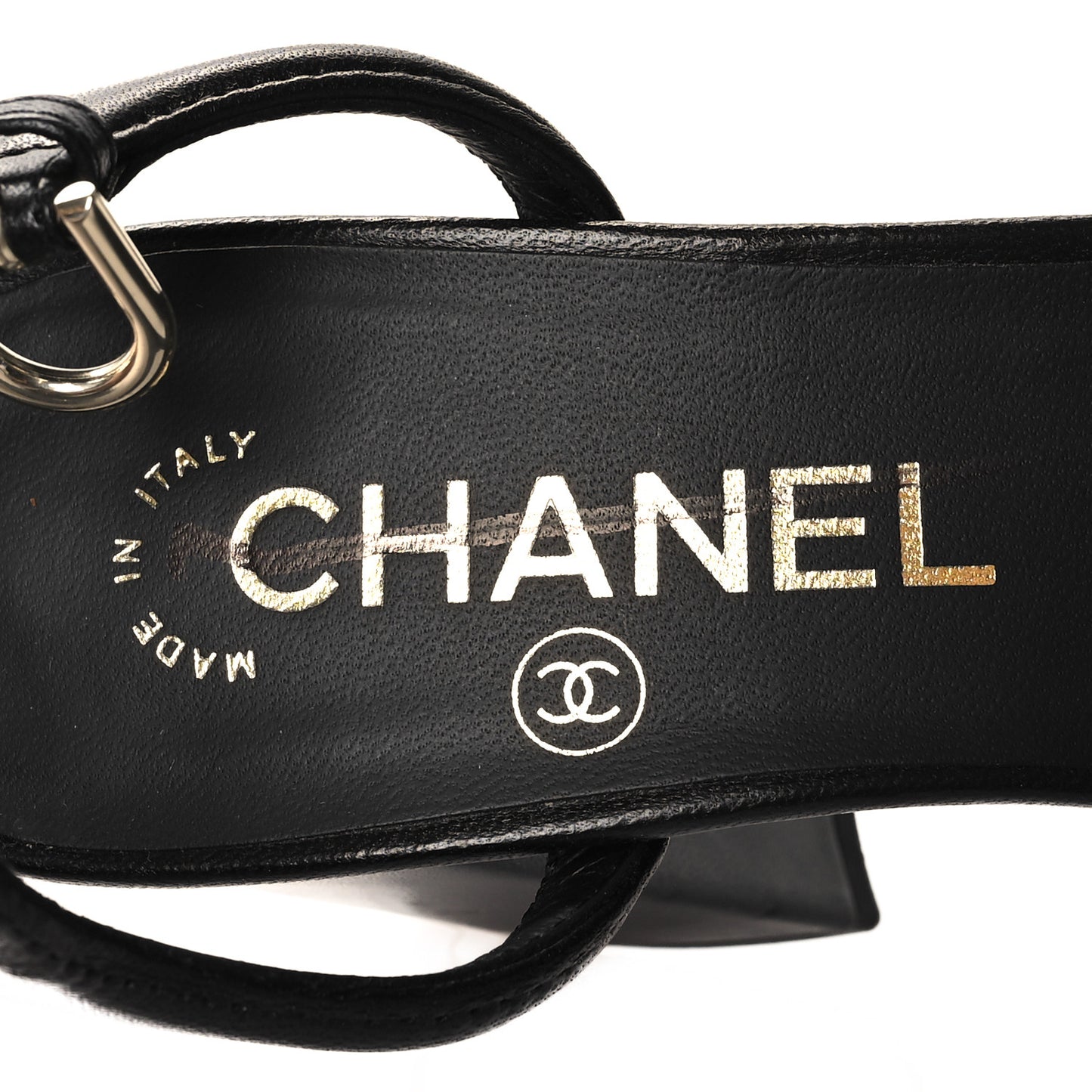 Lambskin Logo Platform Sandals 36.5 Black