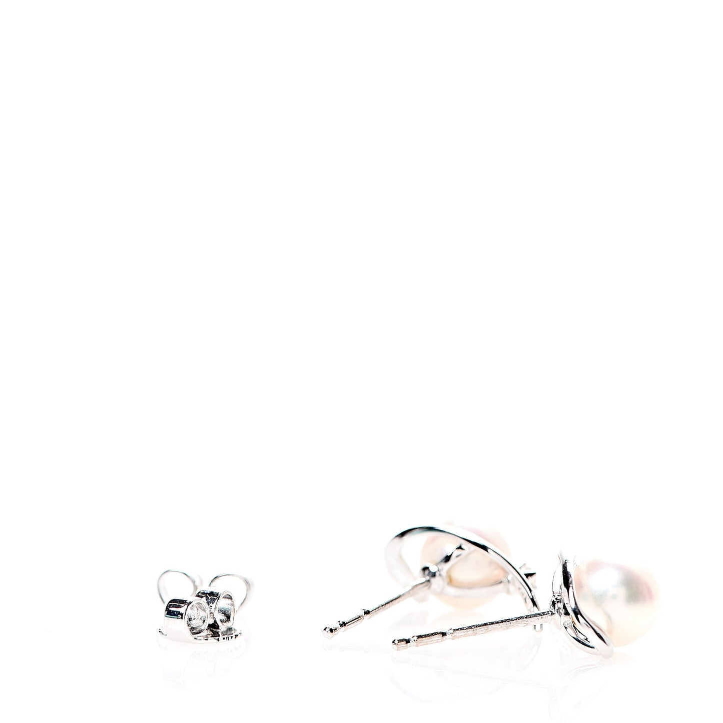 18K White Gold 6-6.5mm AAA Akoya Pearl Diamond Stud Earrings
