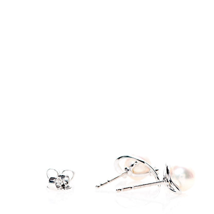 Mikimoto 18K White Gold 6-6.5mm AAA Akoya Pearl Diamond Stud Earrings 3 of 5