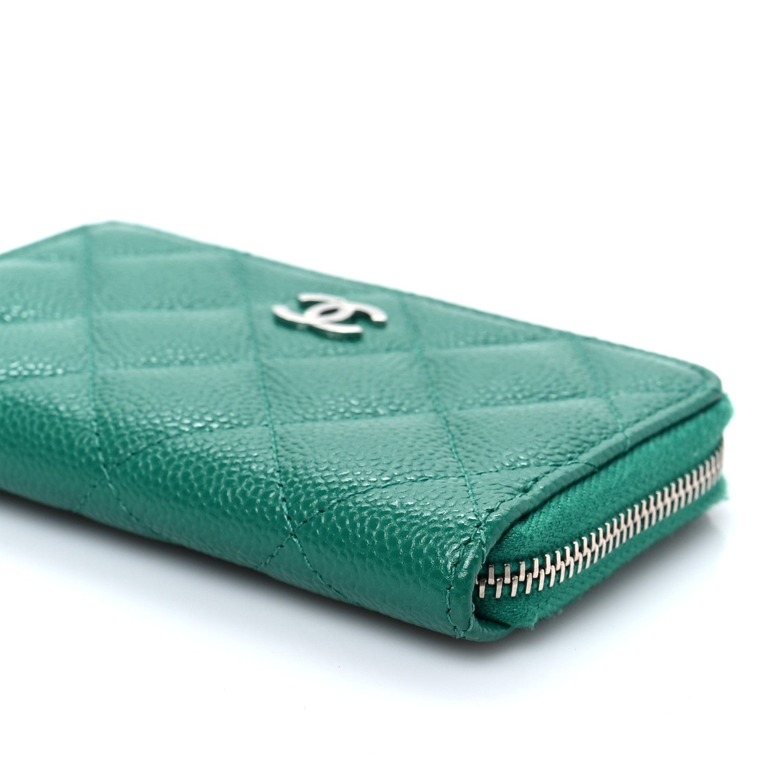 Chanel Caviar Quilted Zipped Key Holder Case Green 7 of 8