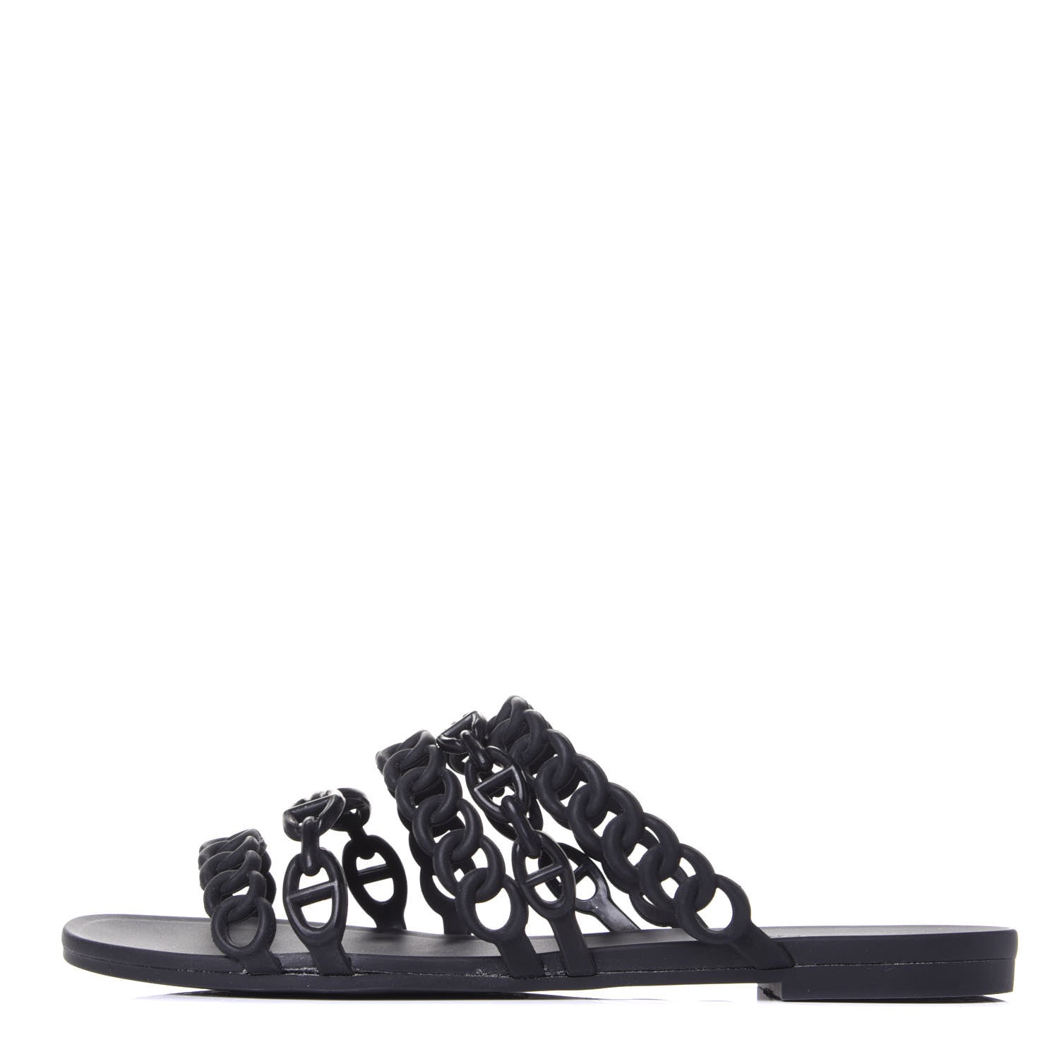 Hermes Rubber Chaine d'Ancre Nude Sandals 37 Black 1 of 10