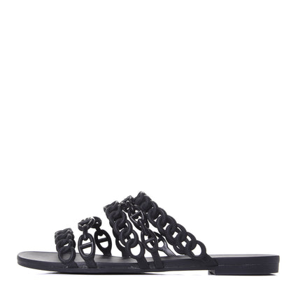 Hermes Rubber Chaine d'Ancre Nude Sandals 37 Black 1 of 10