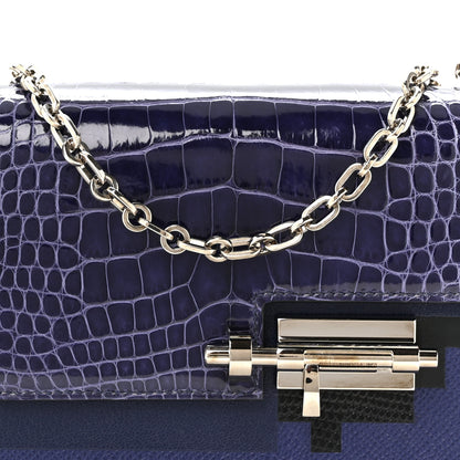 Hermes Epsom Shiny Alligator Mini Verrou Chaine Bag Bleu Encre Black 8 of 10