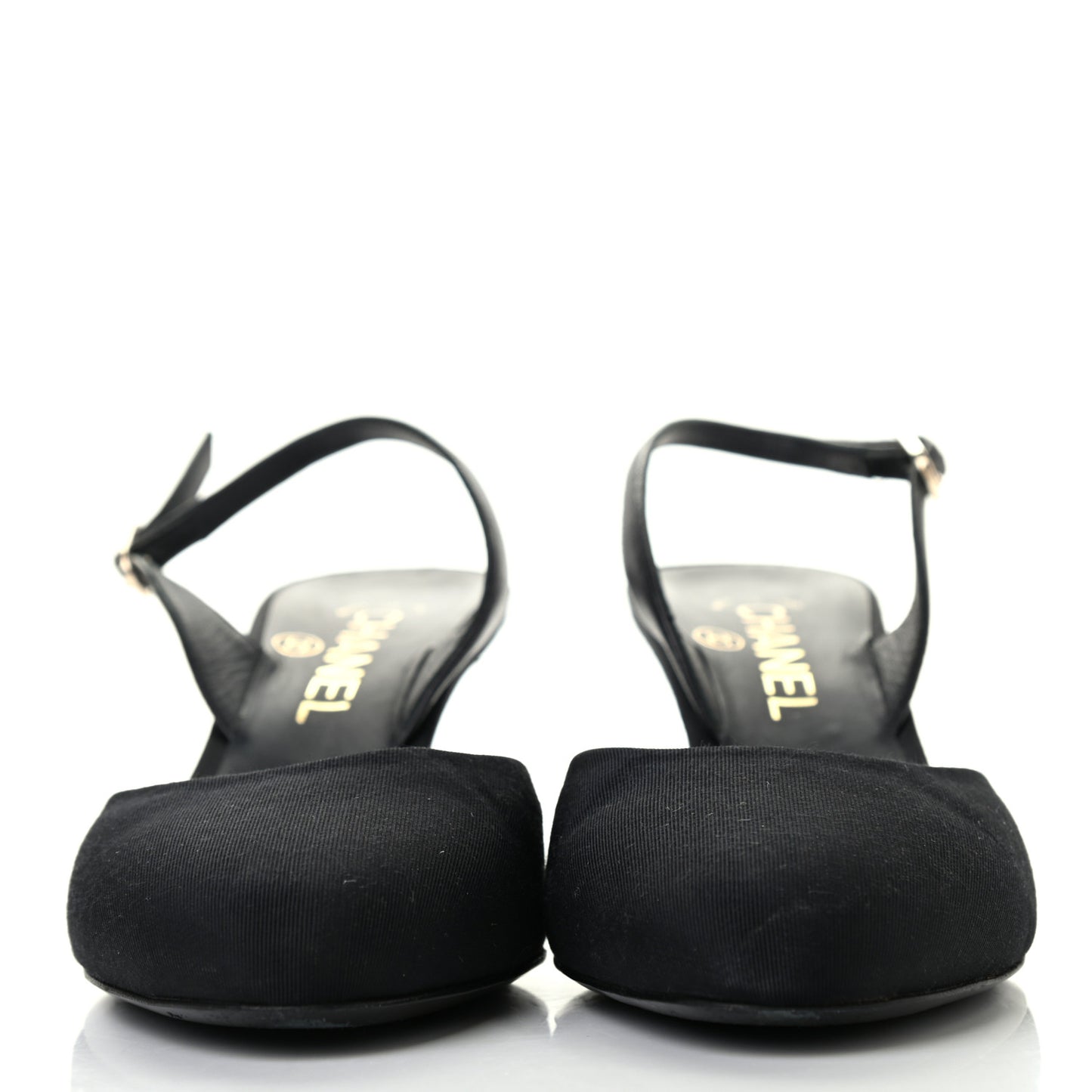 Lambskin Grosgrain CC Slingback Pumps 37 Black