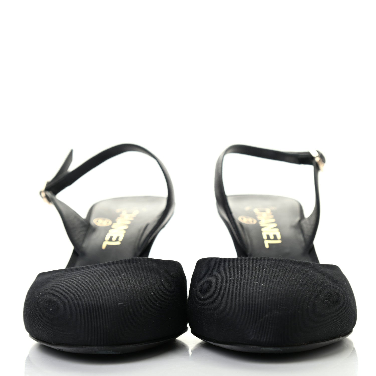Chanel Lambskin Grosgrain CC Slingback Pumps 37 Black 2 of 8