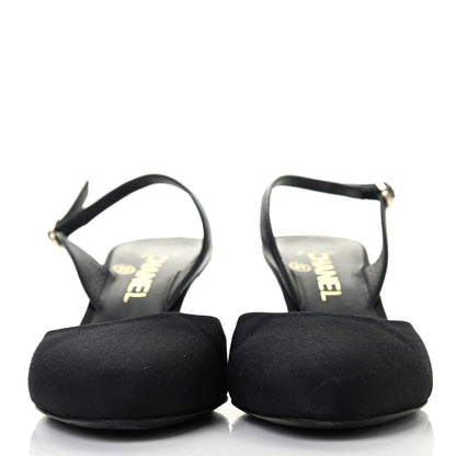 Chanel Lambskin Grosgrain CC Slingback Pumps 37 Black 2 of 8