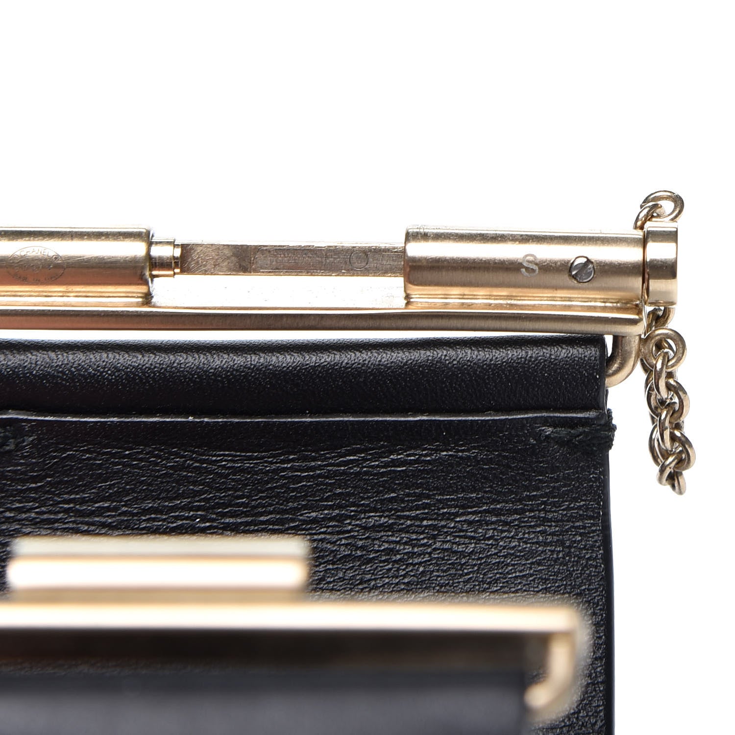 Chanel Calfskin CC Wide Cuff S Black Gold 4 of 6