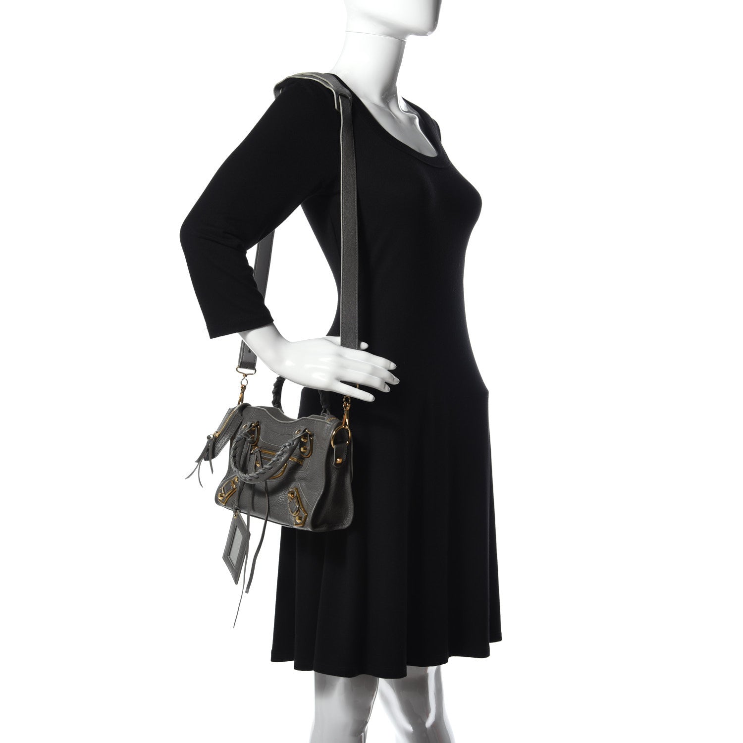 Balenciaga Chevre Gold Metallic Edge Hardware Mini City Gris Acier 2 of 9