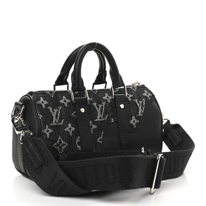 Louis Vuitton X NIGO Taurillon Monogram Denim Drip Keepall XS Black 3 of 8