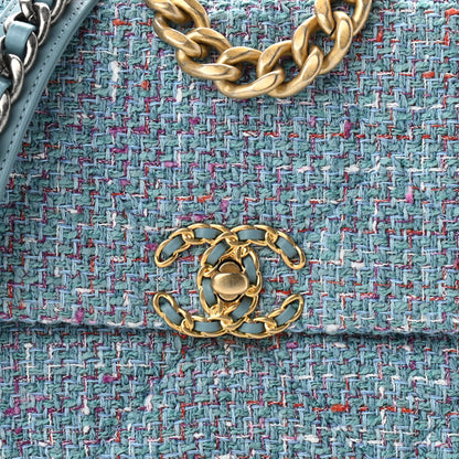 Chanel Tweed Quilted Medium Chanel 19 Flap Blue Multicolor 8 of 11