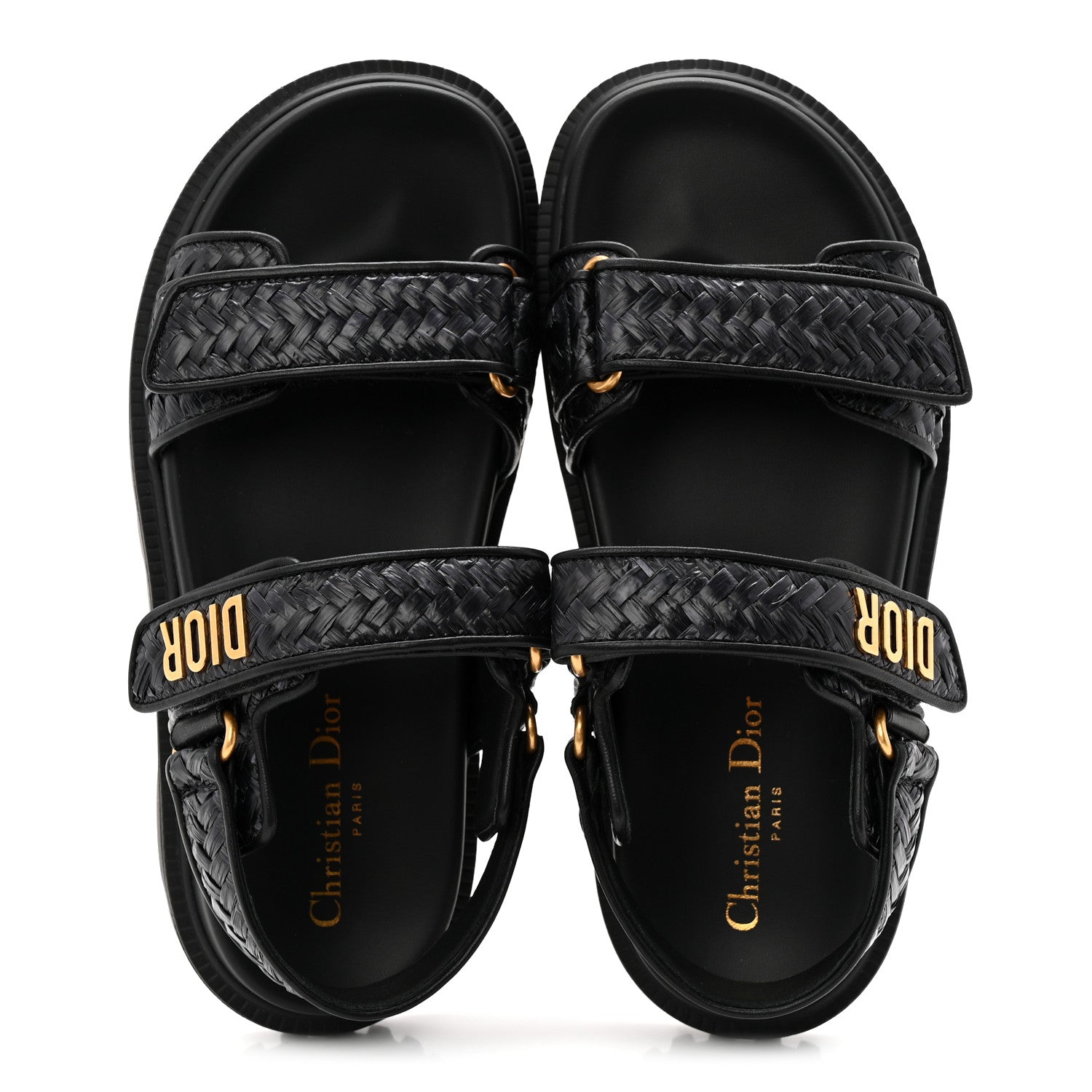 Christian Dior Woven Raffia Jute Dioract 10mm Sandals 38 Black 2 of 9