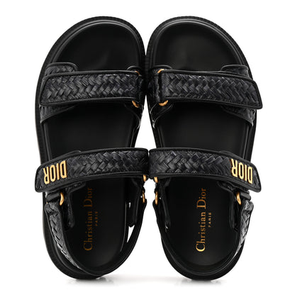 Christian Dior Woven Raffia Jute Dioract 10mm Sandals 38 Black 2 of 9