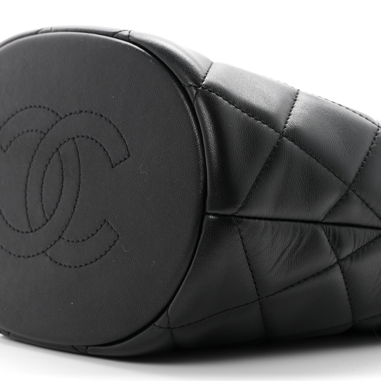 Chanel Lambskin Quilted My Perfect Chain Bucket Drawstring Bag Black 10 of 10