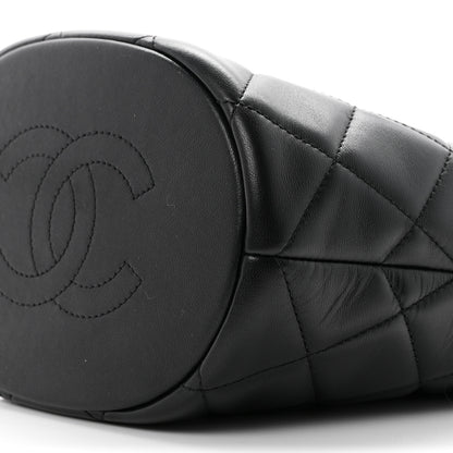 Chanel Lambskin Quilted My Perfect Chain Bucket Drawstring Bag Black 10 of 10