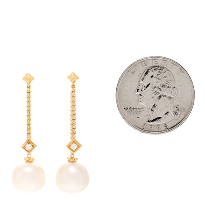 David Yurman 18K Yellow Gold Pearl Diamond Solari Drop Earrings 2 of 5