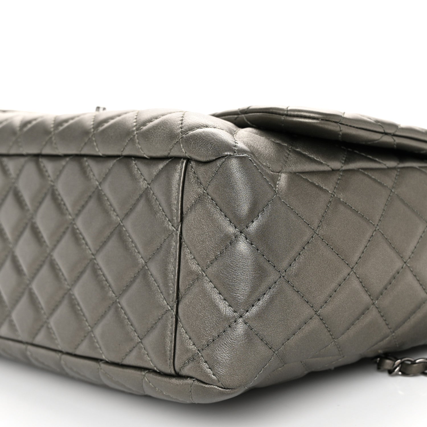 Chanel Metallic Calfskin Quilted Small XXL Travel Flap Bag Dark Silver 10 of 10