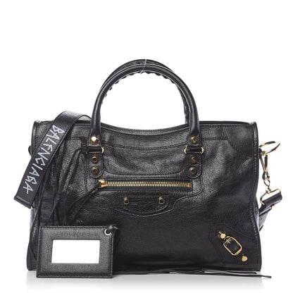 Balenciaga Agneau Classic Gold Hardware S City Graffiti Logo Strap Black 1 of 11