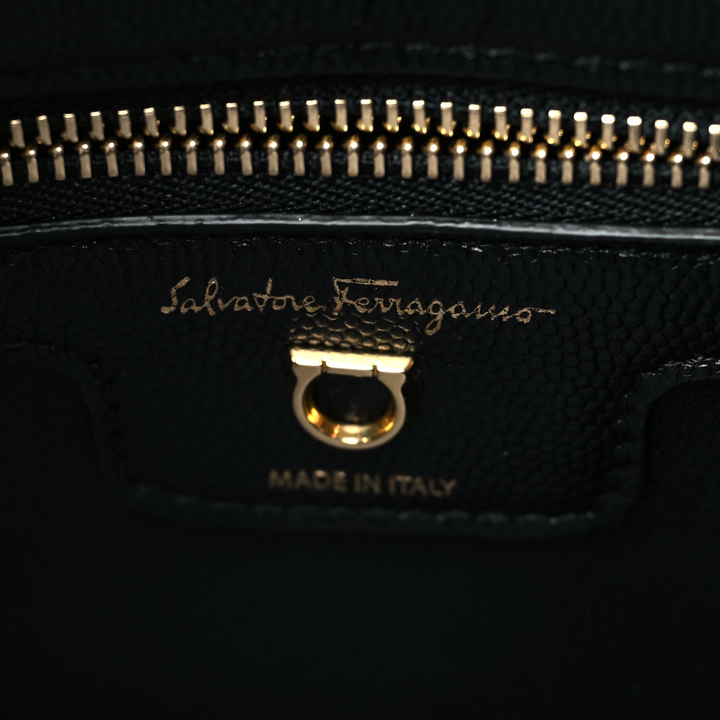 Calfskin Quilted Gancini Flap Bag Black