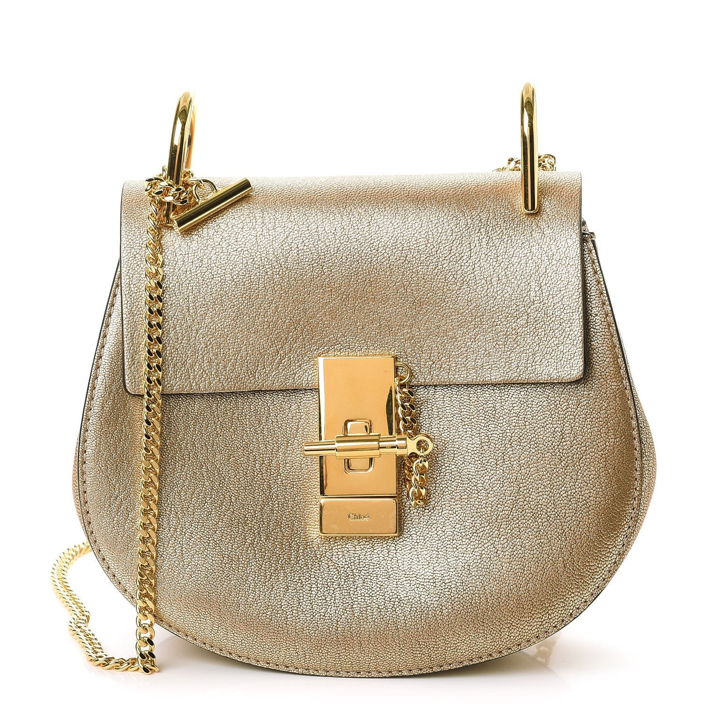 Metallic Goatskin Mini Drew Shoulder Bag Abstract Gold