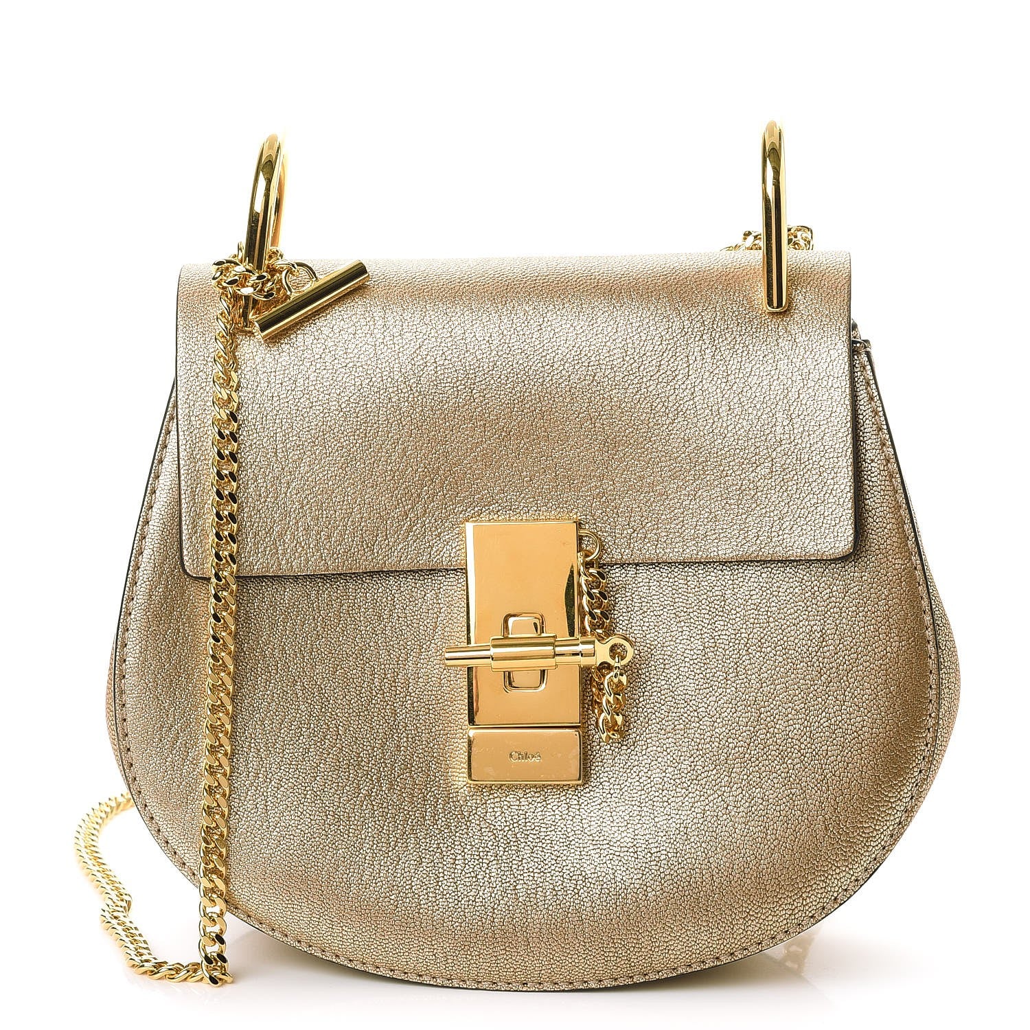 Chloe Metallic Goatskin Mini Drew Shoulder Bag Abstract Gold 1 of 7