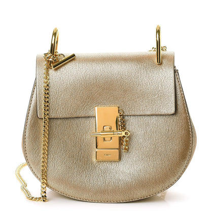 Chloe Metallic Goatskin Mini Drew Shoulder Bag Abstract Gold 1 of 7