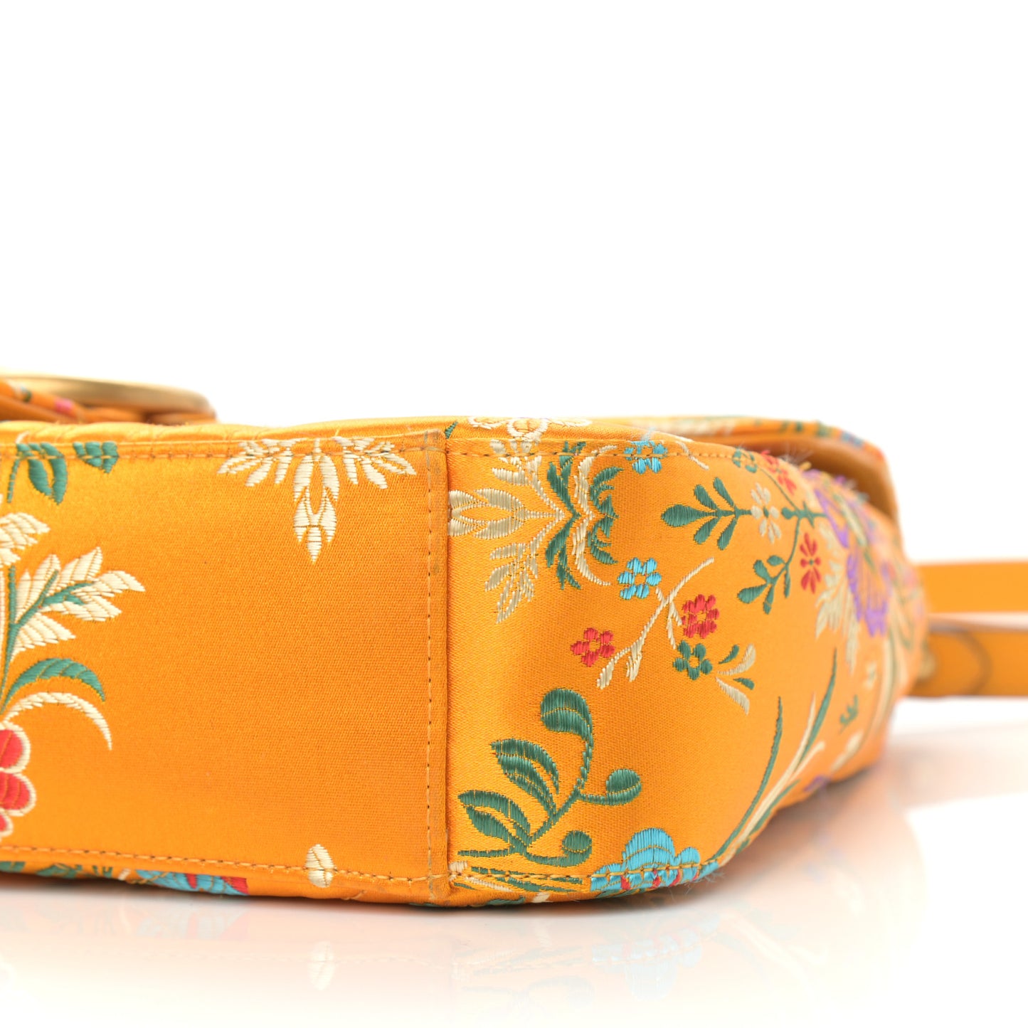 Jacquard Matelasse Floral Medium GG Marmont Shoulder Bag Yellow