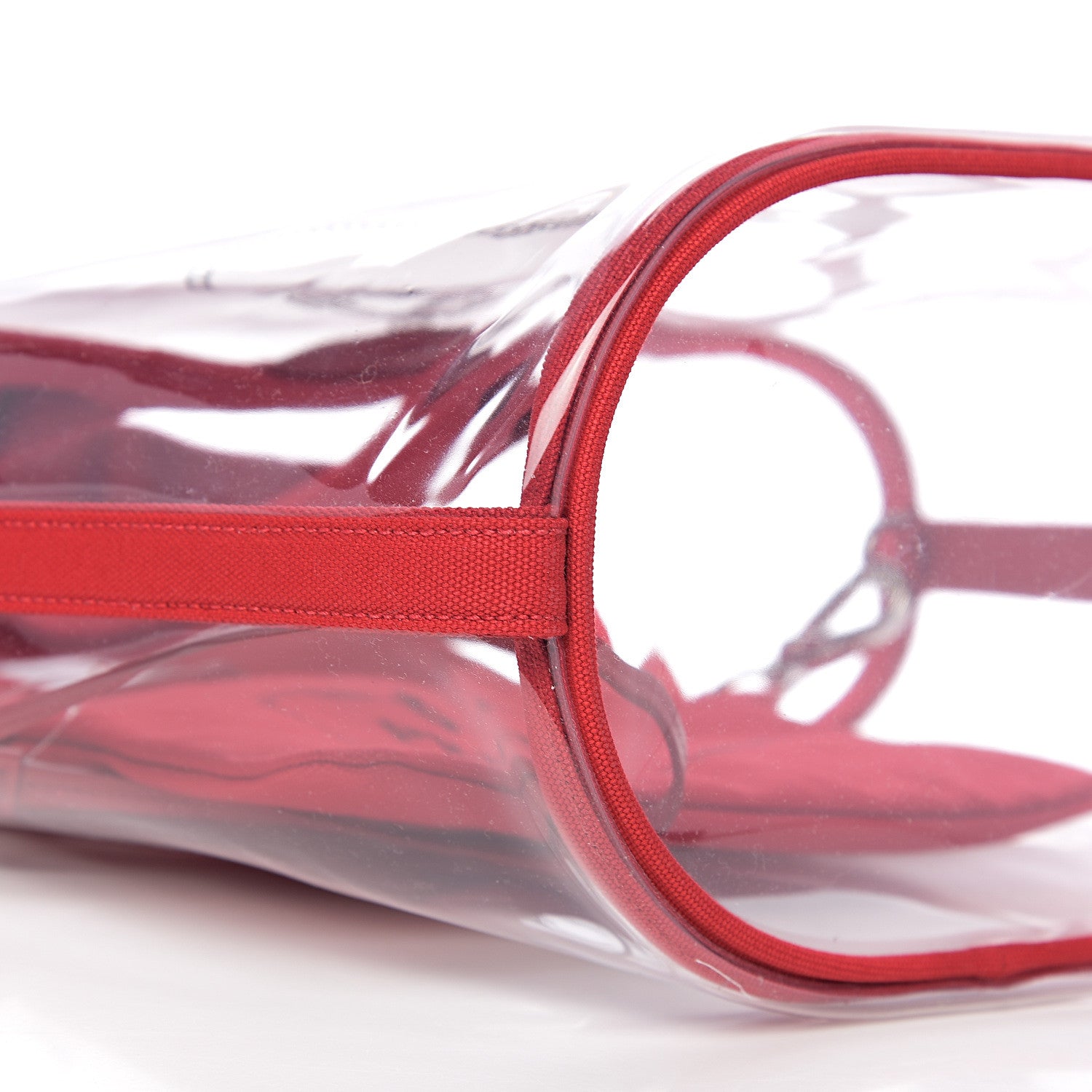 Prada Plexiglass Canapa Small Shopper Tote Rosso 8 of 10
