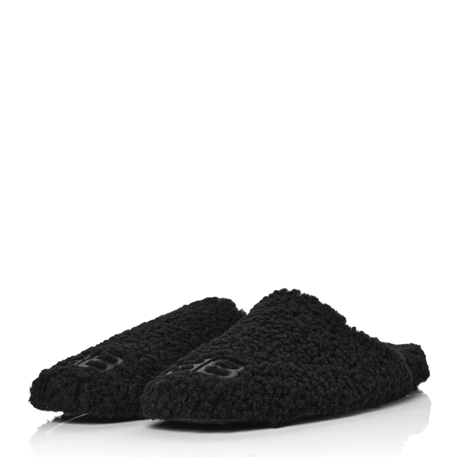 Balenciaga Faux Shearling Cosy BB Mules 39.5 Black 3 of 8