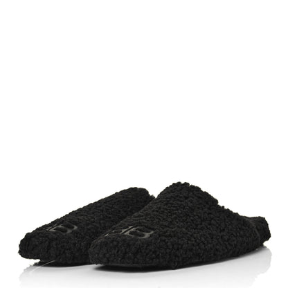 Balenciaga Faux Shearling Cosy BB Mules 39.5 Black 3 of 8