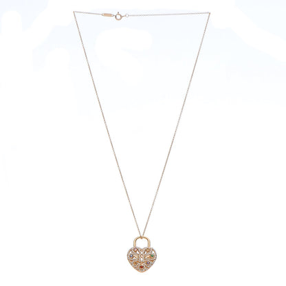Tiffany 18K Rose Gold Diamond Multistone Filigree Heart Pendant Necklace 3 of 8