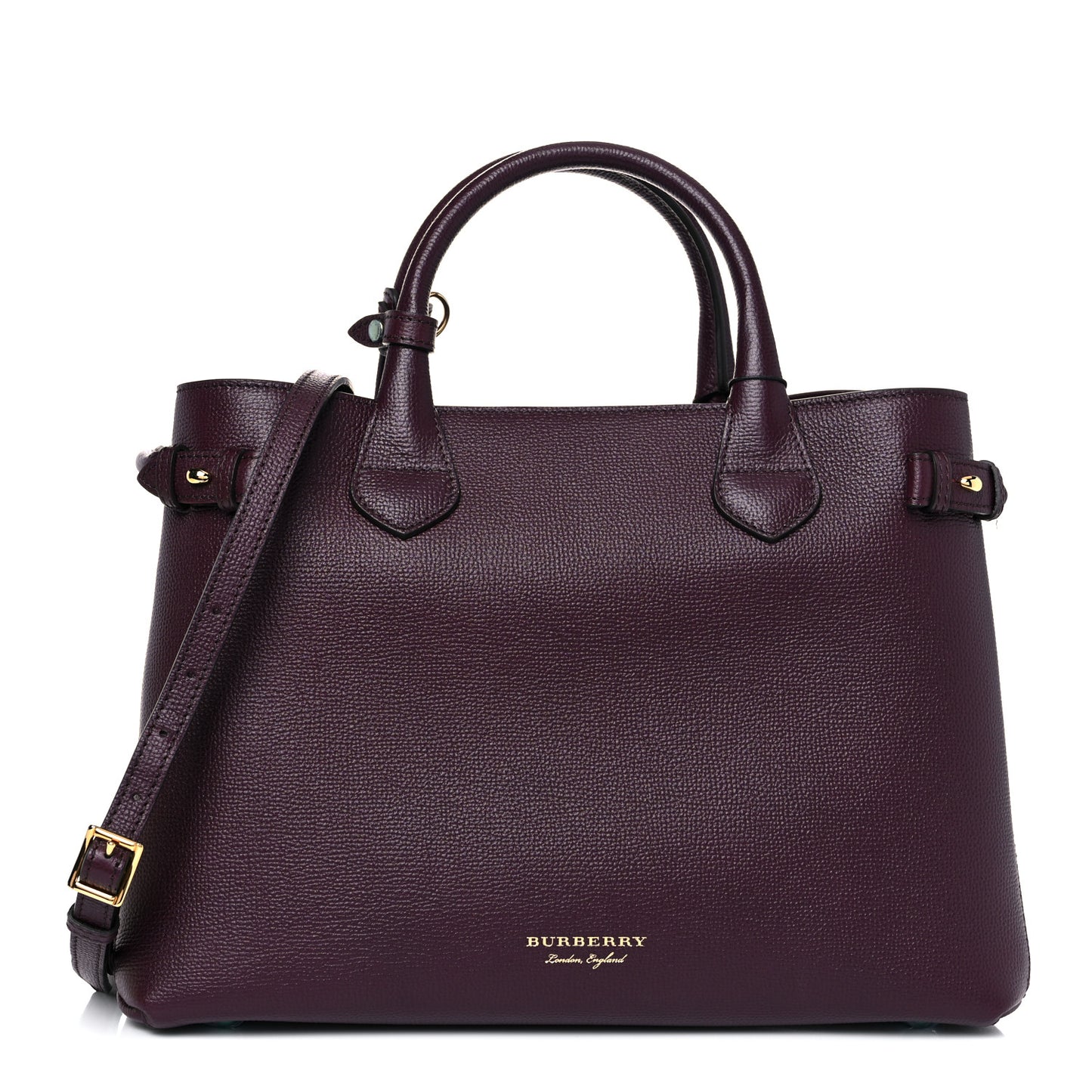 Grainy Calfskin House Check Medium Banner Tote Mahogany Red