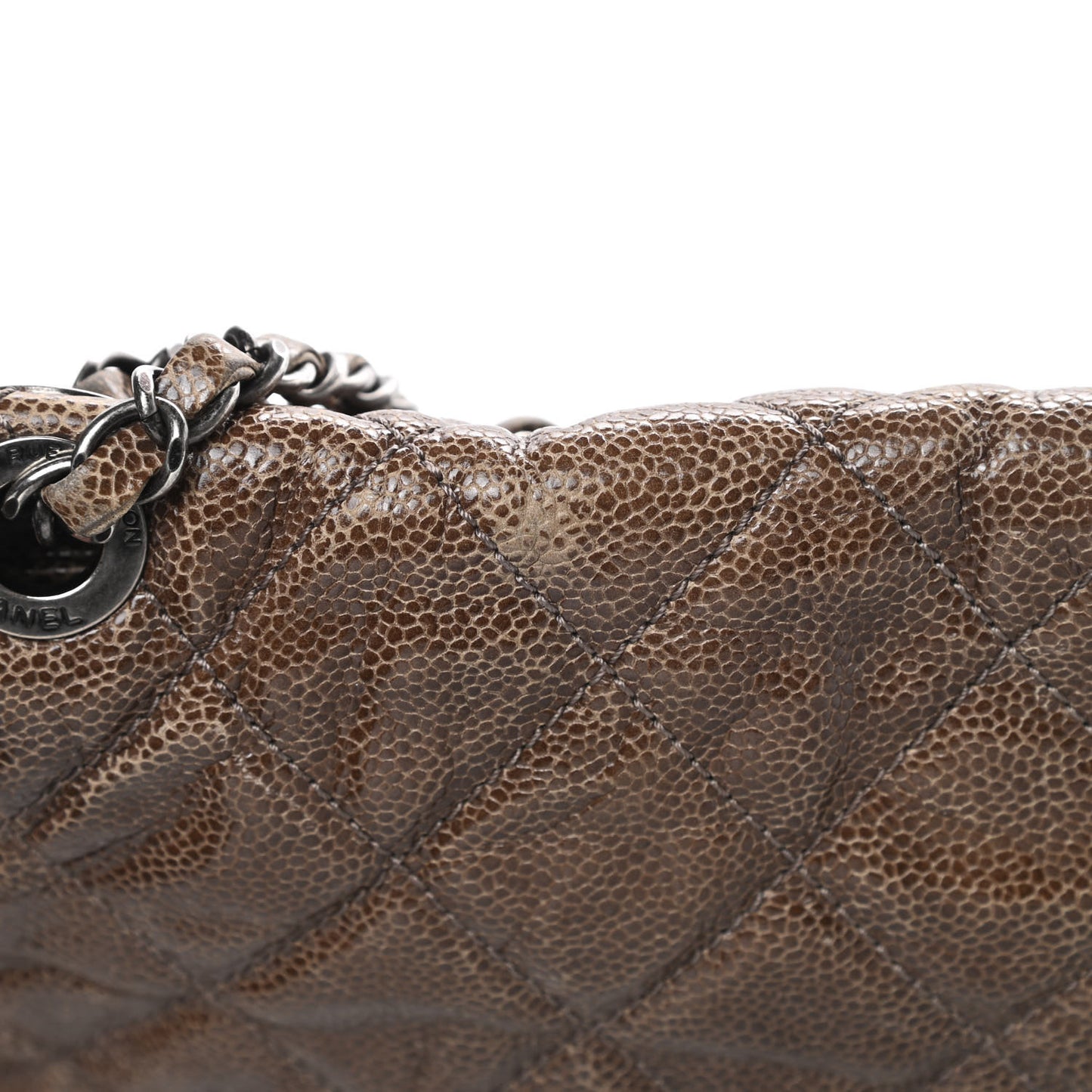 Crumpled Grained Calfskin Jumbo CC Crave Flap Beige