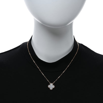 Van Cleef & Arpels 18K Rose Gold Gray Mother of Pearl Vintage Alhambra Pendant Necklace 2 of 5