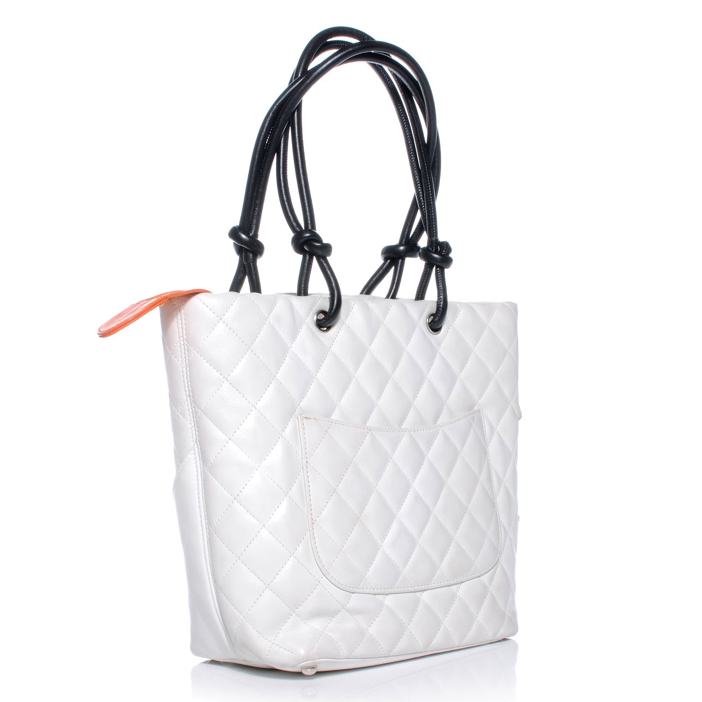 Calfskin Python Quilted Cambon Medium Tote White