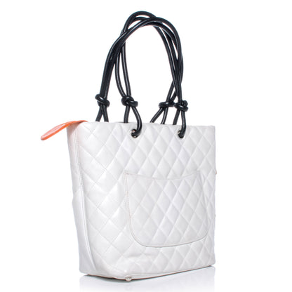 Chanel Calfskin Python Quilted Cambon Medium Tote White 3 of 8