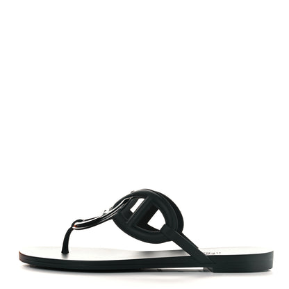 Hermes Rubber Womens Egerie Sandals 38 Black 1 of 8
