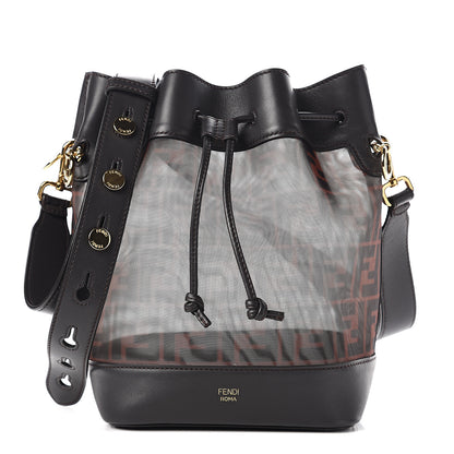 Fendi Mesh Vitello Grace F is Fendi FF 1974 Grande Mon Tresor Bucket Bag Marrone Black Ebano 1 of 10