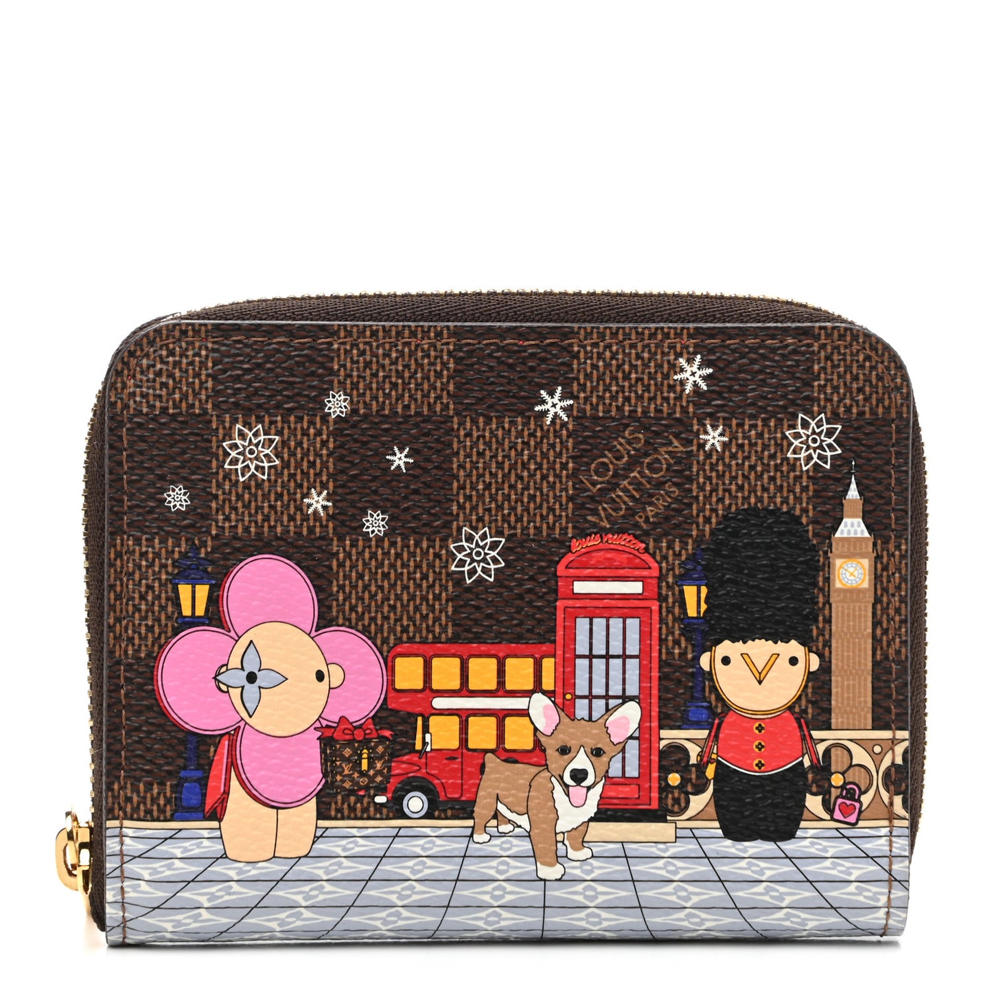 Damier Ebene 2021 Christmas Animation London Zippy Coin Purse Red