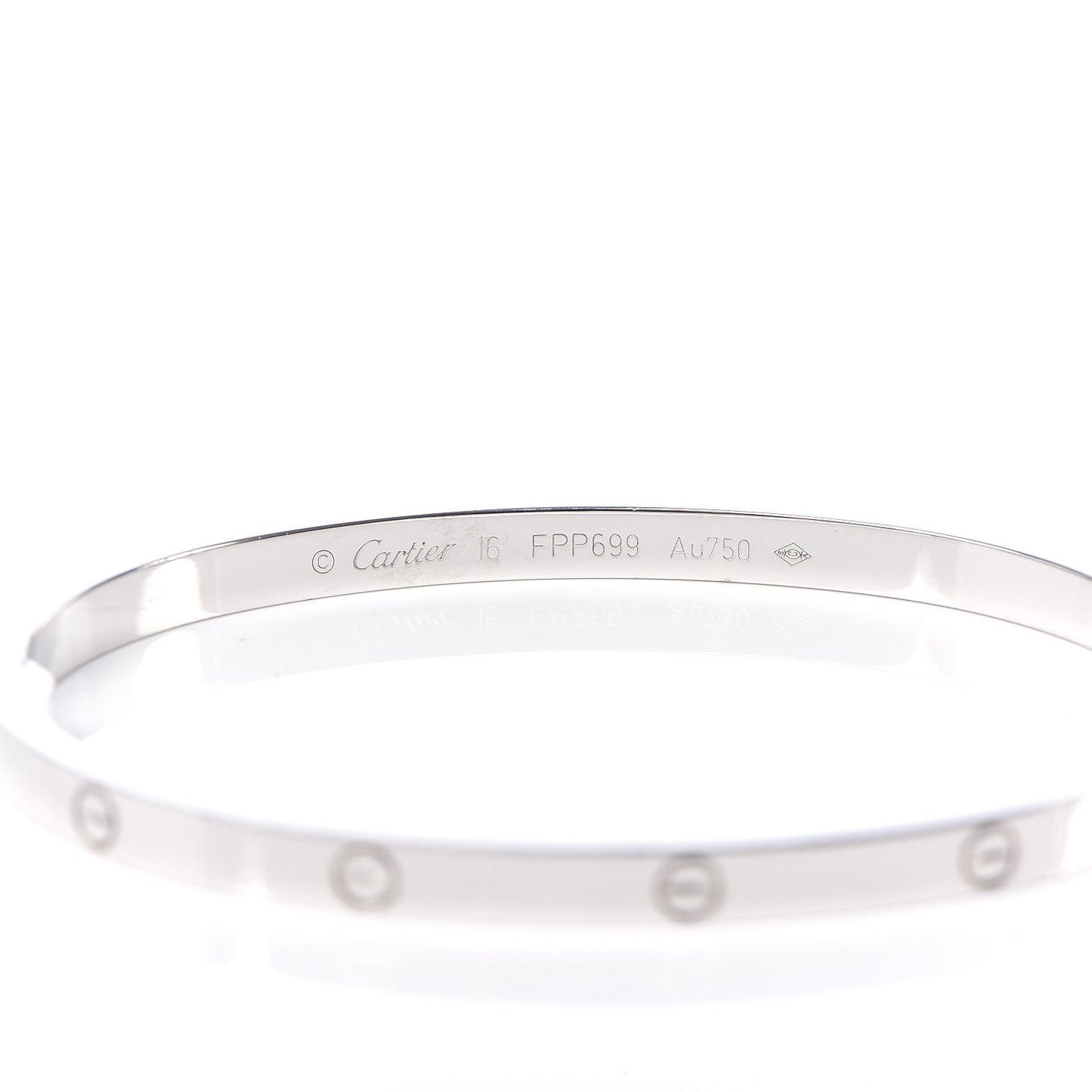 18K White Gold Small LOVE Bracelet 16