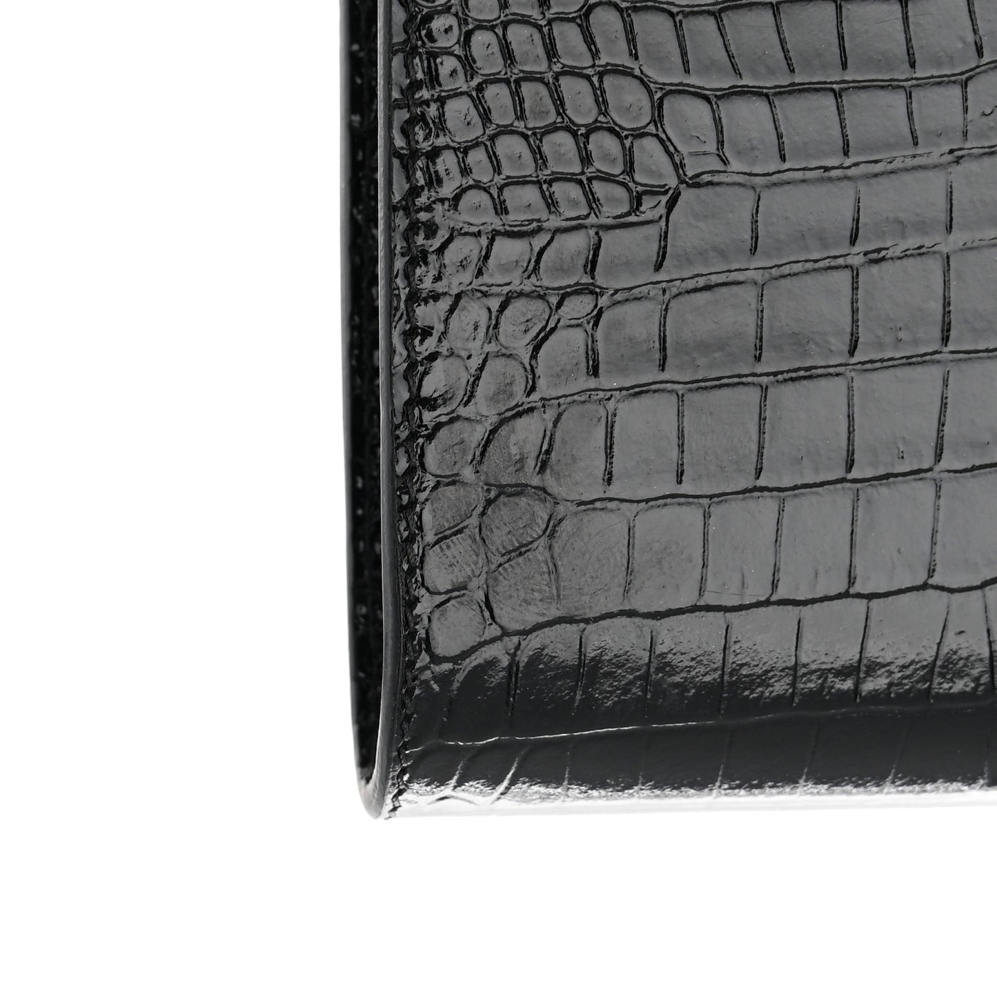 Calfskin Crocodile Embossed Mini Phone Crossbody Bag Black