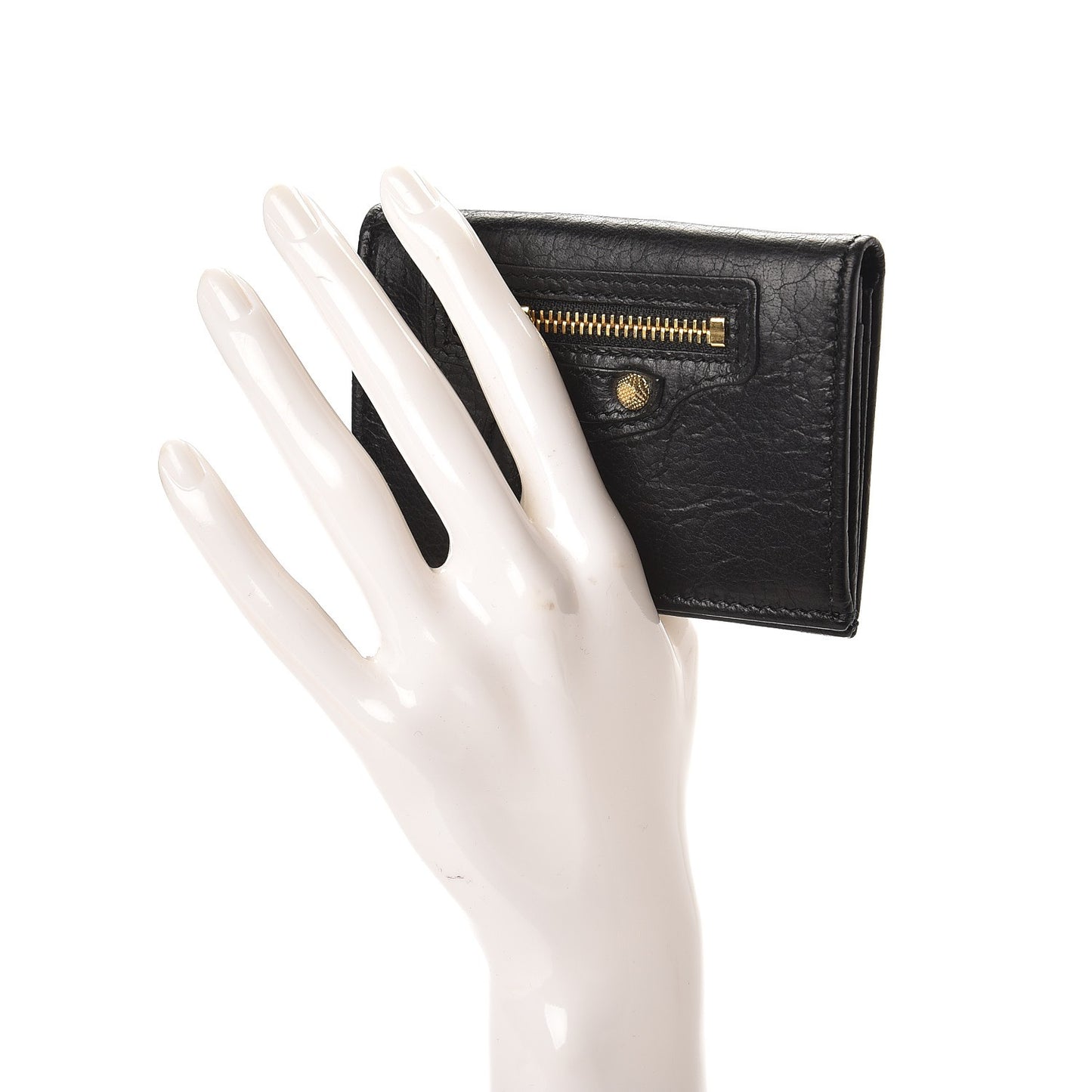 Agneau Giant 12 Gold Hardware Gold Card Holder Black